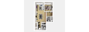 1 Bedroom 1_5 Bathroom Floor Plan A, B [902 - 903 SqFt]